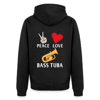 Peace Love Bass Tuba Instrument de musique - Veste à capuche bio Premium Unisexe - noir - Dos - Nico (187cm)