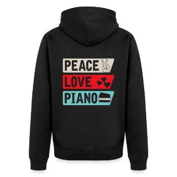 Peace Love Piano Keyboard Instrument - Unisex Premium Organic Zip Hoodie - black - Back - Nico (187cm)