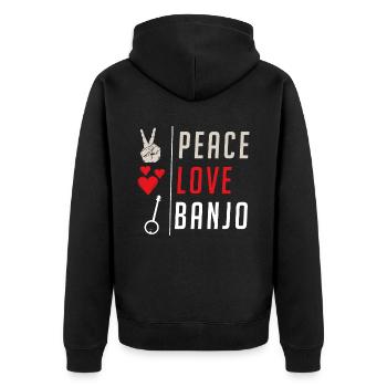 Banjo Musical Instrument Country Music - Unisex Premium Bio Zip Hoodie - Schwarz - Hinten - Nico (187cm)