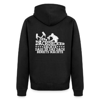 Dachdecker Reim Dach decken - Unisex Premium Bio Zip Hoodie - Schwarz - Hinten - Nico (187cm)
