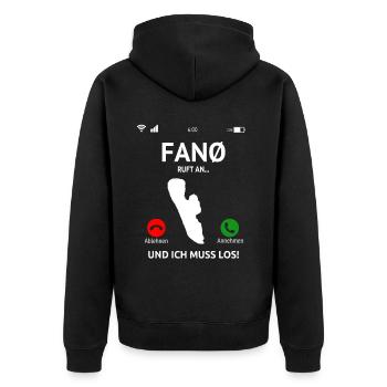 Fanø Fanö Dänemark Urlaub Idee - Unisex Premium Bio Zip Hoodie - Schwarz - Hinten - Nico (187cm)