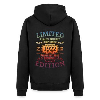 Anniversaire 1922 Édition Limitée Cadeau Occasion Cool - Veste à capuche bio Premium Unisexe - noir - Dos - Nico (187cm)