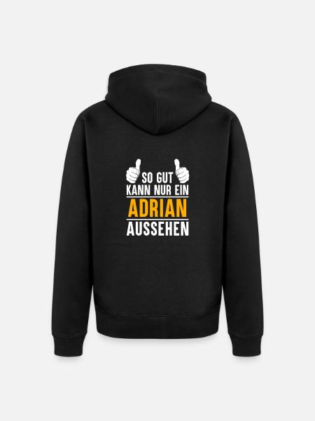 Adrian Vorname Geschenk - Unisex Premium Bio Zip Hoodie - Schwarz