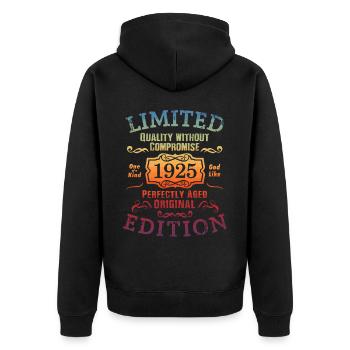 Geburtstag 1925 Limited Edition Geschenk Used Cool - Unisex Premium Bio Zip Hoodie - Schwarz - Hinten - Nico (187cm)