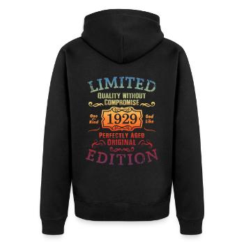 Anniversaire 1929 Édition Limitée Cadeau Occasion Cool - Veste à capuche bio Premium Unisexe - noir - Dos - Nico (187cm)