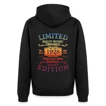 Anniversaire 1928 Édition Limitée Cadeau Occasion Cool - Veste à capuche bio Premium Unisexe - noir - Dos - Nico (187cm)