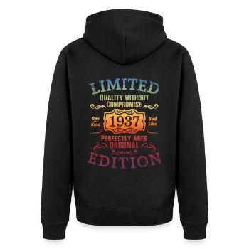 Birthday 1937 Limited Edition Gift Used Cool - Unisex Premium Organic Zip Hoodie - black - Back - Nico (187cm)