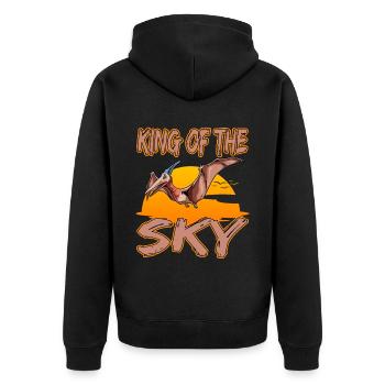 König der Lüfte Pterodactyl Pteranodon - Unisex Premium Bio Zip Hoodie - Schwarz - Hinten - Nico (187cm)