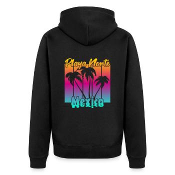 Playa Norte Mexico - Unisex Premium Bio Zip Hoodie - Schwarz - Hinten - Nico (187cm)