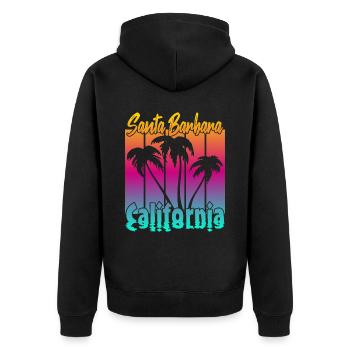 Vintage Santa Barbara Sunset - Unisex Premium Organic Zip Hoodie - black - Back - Nico (187cm)