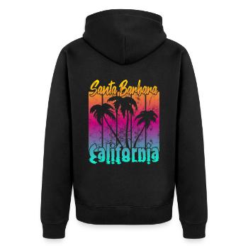 Vintage Santa Barbara Sunset - Unisex Premium Organic Zip Hoodie - black - Back - Nico (187cm)