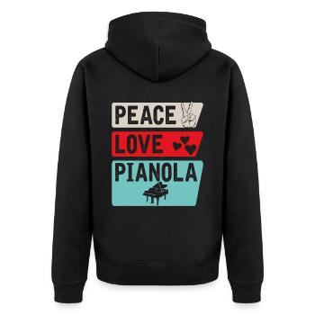Peace Love Pianola Musical Instrument - Unisex Premium Bio Zip Hoodie - Schwarz - Hinten - Nico (187cm)