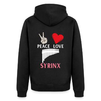 Peace Love Syrinx Instrument de musique - Veste à capuche bio Premium Unisexe - noir - Dos - Nico (187cm)