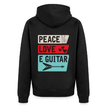 Peace Love E Instrument de musique de guitare - Veste à capuche bio Premium Unisexe - noir - Dos - Nico (187cm)