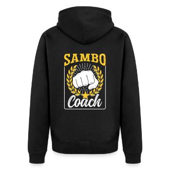 Sambo Trainer Martial Arts Martial Arts Training - Unisex Premium Organic Zip Hoodie - black - Back - Nico (187cm)