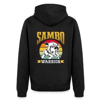 Sambo Warrior Martial Arts Training Martial Arts - Unisex Premium Organic Zip Hoodie - black - Back - Nico (187cm)