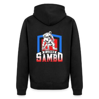 I love Sambo training martial arts martial arts - Unisex Premium Organic Zip Hoodie - black - Back - Nico (187cm)