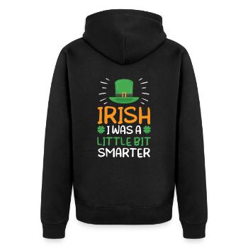 St Patricks Tag Gälisch Irland Ire Irisch - Unisex Premium Bio Zip Hoodie - Schwarz - Hinten - Nico (187cm)