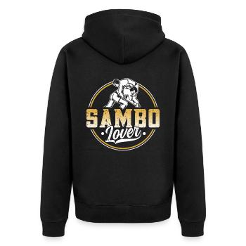 Sambo Lover Martial Arts Training Martial Arts - Unisex Premium Organic Zip Hoodie - black - Back - Nico (187cm)