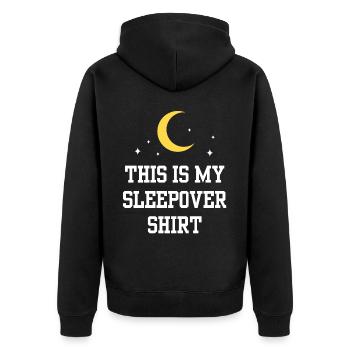 This is my Sleepover Shirt Overnight Party - Unisex Premium Organic Zip Hoodie - black - Back - Nico (187cm)