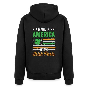 Fabriqué en Amérique avec des parties irlandaises irlandaises - Veste à capuche bio Premium Unisexe - noir - Dos - Nico (187cm)