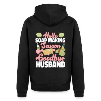 Soap Making Crafting Hello Soap - Unisex Premium Bio Zip Hoodie - Schwarz - Hinten - Nico (187cm)