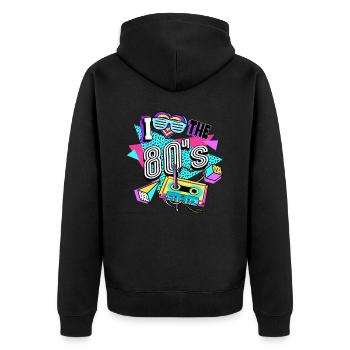 Années 80 J’aime Les années 80 - Veste à capuche bio Premium Unisexe - noir - Dos - Nico (187cm)