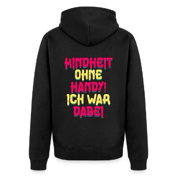 80er Jahre Kinderheit Ohne Handy - Unisex Premium Bio Zip Hoodie - Schwarz - Hinten - Nico (187cm)