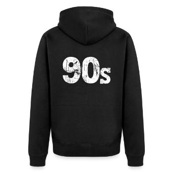 90s 90s - Unisex Premium Organic Zip Hoodie - black - Back - Nico (187cm)