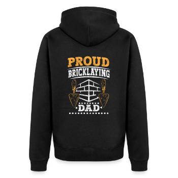 Stolzer Maurer Vater Ziegelstein Maurerarbeiten - Unisex Premium Bio Zip Hoodie - Schwarz - Hinten - Nico (187cm)