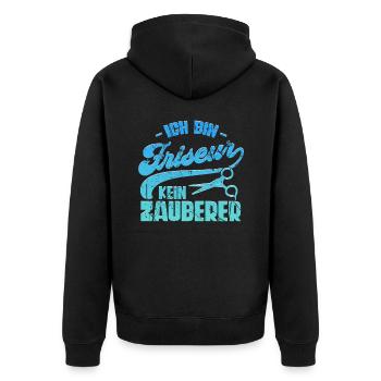 Ich Bin Friseur - Unisex Premium Bio Zip Hoodie - Schwarz - Hinten - Nico (187cm)