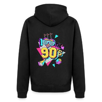 Les années 90 J’aime les années 90 - Veste à capuche bio Premium Unisexe - noir - Dos - Nico (187cm)