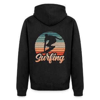 Surfing Surfing Surfer Surfboard - Unisex Premium Organic Zip Hoodie - black - Back - Nico (187cm)