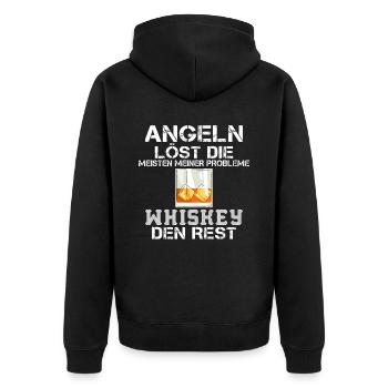 Angeln löst die meisten meiner Probleme Whiskey de - Unisex Premium Bio Zip Hoodie - Schwarz - Hinten - Nico (187cm)