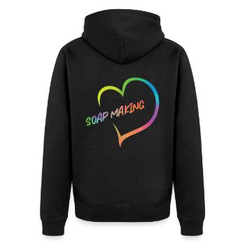 Soap Making Crafting Heart - Unisex Premium Organic Zip Hoodie - black - Back - Nico (187cm)