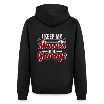 Muscel Car V8 Turbocharger Truck Rennwagen - Unisex Premium Bio Zip Hoodie - Schwarz - Hinten - Nico (187cm)
