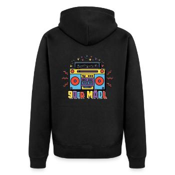 90er Jahre Mädl Mädchen Frauen - Unisex Premium Bio Zip Hoodie - Schwarz - Hinten - Nico (187cm)