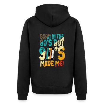 80s Born In The 80s - Unisex Premium Organic Zip Hoodie - black - Back - Nico (187cm)
