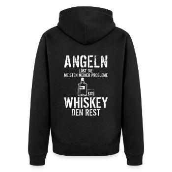 Angeln löst die meisten meiner Probleme Whiskey de - Unisex Premium Bio Zip Hoodie - Schwarz - Hinten - Nico (187cm)
