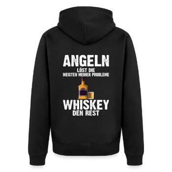 Angeln löst die meisten meiner Probleme Whiskey de - Unisex Premium Bio Zip Hoodie - Schwarz - Hinten - Nico (187cm)
