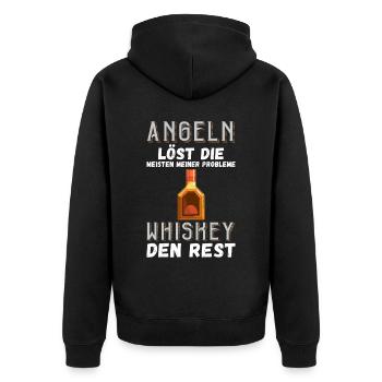 Angeln löst die meisten meiner Probleme Whiskey de - Unisex Premium Bio Zip Hoodie - Schwarz - Hinten - Nico (187cm)