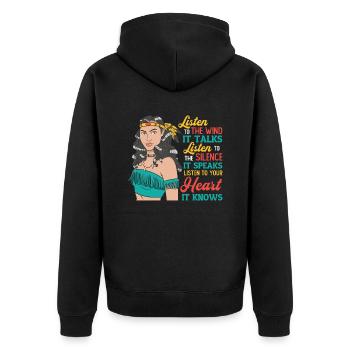 Le vent parle Le silence parle Le cœur connaît les Indiens - Veste à capuche bio Premium Unisexe - noir - Dos - Nico (187cm)