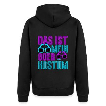 80er Jahre Das Ist Mein 80er Kostüm - Unisex Premium Bio Zip Hoodie - Schwarz - Hinten - Nico (187cm)