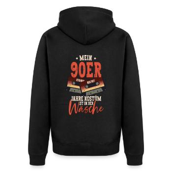 Mein 90er Kostüm Ist In Der Wäsche 90er Jahre - Unisex Premium Bio Zip Hoodie - Schwarz - Hinten - Nico (187cm)