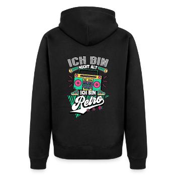 Ich Bin Nicht Alt Ich Bin Retro 90er Jahre - Unisex Premium Bio Zip Hoodie - Schwarz - Hinten - Nico (187cm)