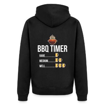 BBQ Timer Barbecue Beer Steak Grill Funny Grilling - Unisex Premium Organic Zip Hoodie - black - Back - Nico (187cm)