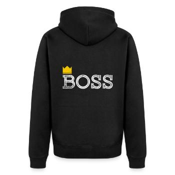 Boss König Supervisor Manager Work Colleague - Unisex Premium Organic Zip Hoodie - black - Back - Nico (187cm)