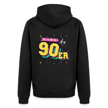 90er Jahre Kinder Der 90er - Unisex Premium Bio Zip Hoodie - Schwarz - Hinten - Nico (187cm)