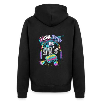 Les années 90 J’aime les années 90 - Veste à capuche bio Premium Unisexe - noir - Dos - Nico (187cm)
