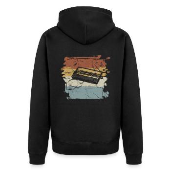 90s cassette 90s - Unisex Premium Organic Zip Hoodie - black - Back - Nico (187cm)